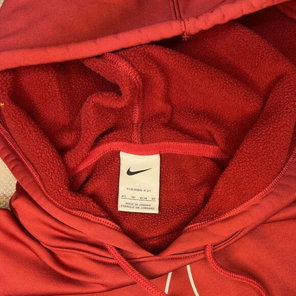 Nike Therma-Fit Red Hoodie With Swoosh Logo & Drawstring Hood XS - Picture 5 of 5
